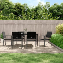 vidaXL Ensemble à manger de jardin 7 pcs résine tressée acier