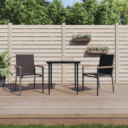vidaXL Ensemble à manger de jardin 3 pcs noir textilène et acier