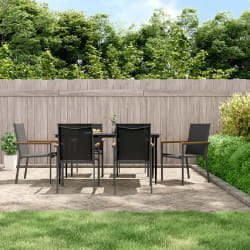 vidaXL Ensemble à manger de jardin 7 pcs noir textilène et acier