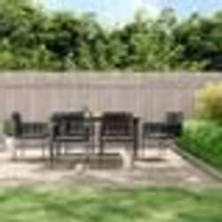 vidaXL Ensemble à manger de jardin coussins 7 pcs noir rotin et acier
