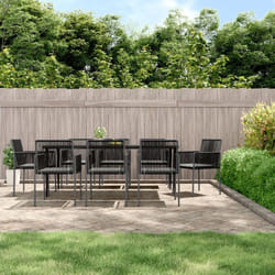 Vidaxl - Ensemble à dîner de jardin 9 pcs coussins noir rotin et acier