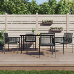 vidaXL Chaises de jardin et coussins lot de 4 noir 54x60,5x83,5 cm