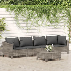 vidaXL Salon de jardin 5 pcs avec coussins Gris Résine tressée