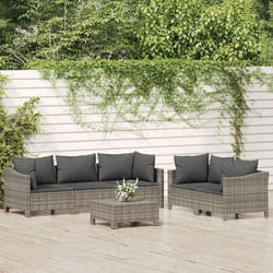 vidaXL Salon de Jardin avec Coussins 6 pcs Canapé de Patio avec Repose-pied Ensemble de Meubles de Terrasse Mobilier 3187265
