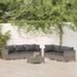 vidaXL Salon de jardin 7 pcs avec coussins Gris Résine tressée