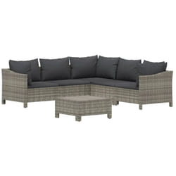 Vidaxl - Salon de jardin 6 pcs avec coussins Gris Résine tressée
