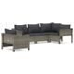 vidaXL Salon de jardin 5 pcs avec coussins Gris Résine tressée