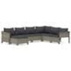 vidaXL Salon de jardin 7 pcs avec coussins Gris Résine tressée