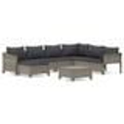 vidaXL Salon de jardin 8 pcs avec coussins Gris Résine tressée