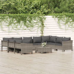 Vidaxl - Salon de jardin 10 pcs avec coussins Gris Résine tressée