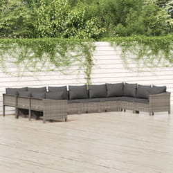 Vidaxl - Salon de jardin 10 pcs avec coussins Gris Résine tressée