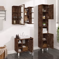 vidaXL Ensemble d'armoires de salle de bain 3 pcs chêne fumé