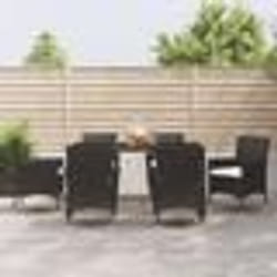 vidaXL Ensemble à manger de jardin coussins 7pcs Noir Résine tressée