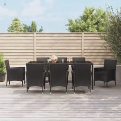 vidaXL Ensemble à manger jardin 9pcs et coussins noir résine tressée