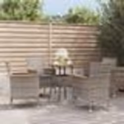 vidaXL Ensemble de bistro de jardin 5 pcs coussins gris poly rotin