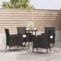vidaXL Ensemble de bistro de jardin 5 pcs coussins noir poly rotin