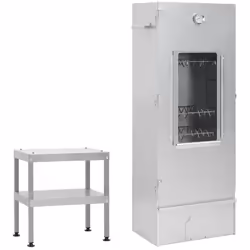 Utilisez ce fumoir à four multifonctionnel avec table pour préparer un festin et profiter d'un moment agréable en plein air a ...