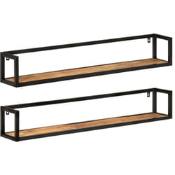 Tagères murales 2 pcs 110x17x17 cm bois massif manguier et fer Vidaxl