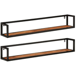 Tagères murales 2 pcs 110x17x17 cm bois massif d'acacia et fer Vidaxl