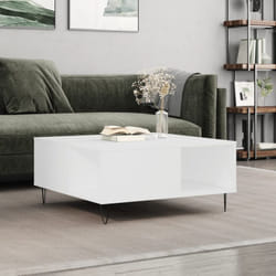 vidaXL Table basse blanc 80x80x36,5 cm bois d'ingénierie