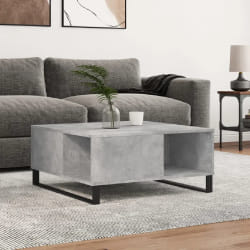vidaXL Table basse gris béton 80x80x36,5 cm bois d'ingénierie