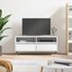 vidaXL Meuble TV blanc 100x34,5x44,5 cm bois d'ingénierie