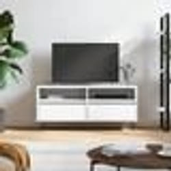 vidaXL Meuble TV blanc 100x34,5x44,5 cm bois d'ingénierie