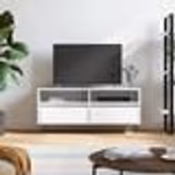 vidaXL Meuble TV blanc brillant 100x34,5x44,5 cm bois d'ingénierie