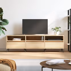 Ce meuble TV avec un grand espace de rangement est un complément pratique et attrayant pour votre salon ou votre chambre à co ...