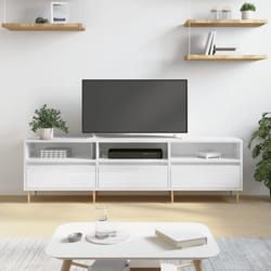 vidaXL Meuble TV blanc brillant 150x30x44,5 cm bois d'ingénierie