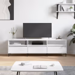 Ce meuble TV avec un grand espace de rangement est un complément pratique et attrayant pour votre salon ou votre chambre à co ...
