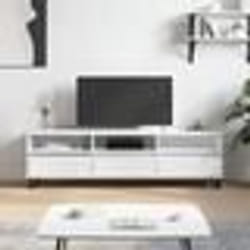 vidaXL Meuble TV blanc brillant 150x30x44,5 cm bois d'ingénierie
