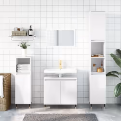 vidaXL Armoire de bain blanc brillant 58x33x60 cm bois d'ingénierie