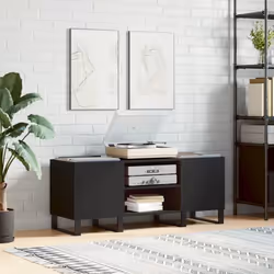 vidaXL Armoire à disques noir 121x38x48 cm bois d'ingénierie