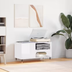 vidaXL Armoire à disques blanc brillant 85x38x48 cm bois d'ingénierie