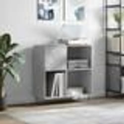 vidaXL Armoire à disques gris béton 84,5x38x89 cm bois d'ingénierie