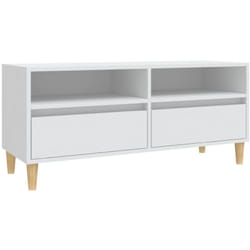 vidaXL Meuble TV blanc 100x34,5x44,5 cm bois d'ingénierie