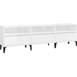vidaXL Meuble TV blanc brillant 150x30x44,5 cm bois d'ingénierie
