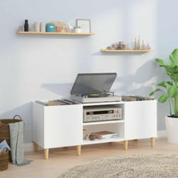 Armoire à disques blanc brillant 121x38x48 cm bois d'ingénierie Vidaxl
