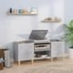 vidaXL Armoire à disques gris béton 121x38x48 cm bois d'ingénierie