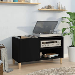 vidaXL Armoire à disques noir 84,5x38x48 cm bois d'ingénierie