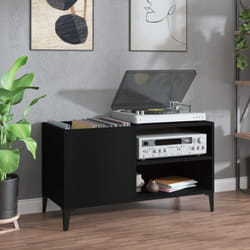 vidaXL Armoire à disques noir 84,5x38x48 cm bois d'ingénierie
