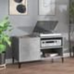 vidaXL Armoire à disques gris béton 84,5x38x48 cm bois d'ingénierie