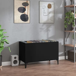 Armoire à disques noir 74,5x38x48 cm bois d'ingénierie Vidaxl