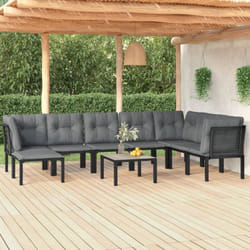 Vidaxl - Salon de jardin 9 pcs noir et gris résine tressée