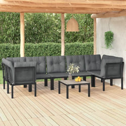 Vidaxl - Salon de jardin 8 pcs noir et gris résine tressée