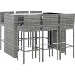 Vidaxl - Ensemble de bar de jardin 7 pcs avec coussins gris poly rotin