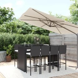 vidaXL Ensemble de bar de jardin avec coussins - Noir