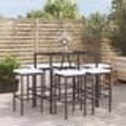 vidaXL Ensemble de bar de jardin 7 pcs avec coussins noir poly rotin