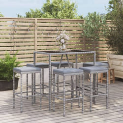 Vidaxl - Ensemble de bar de jardin 7 pcs avec coussins gris poly rotin
